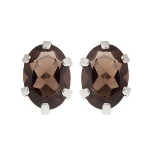 Silver Earrings Set with 7x5mm Genuine Gemstones